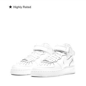 Nike White Air Force I's DH2933-111 Mid Size 7 Youth